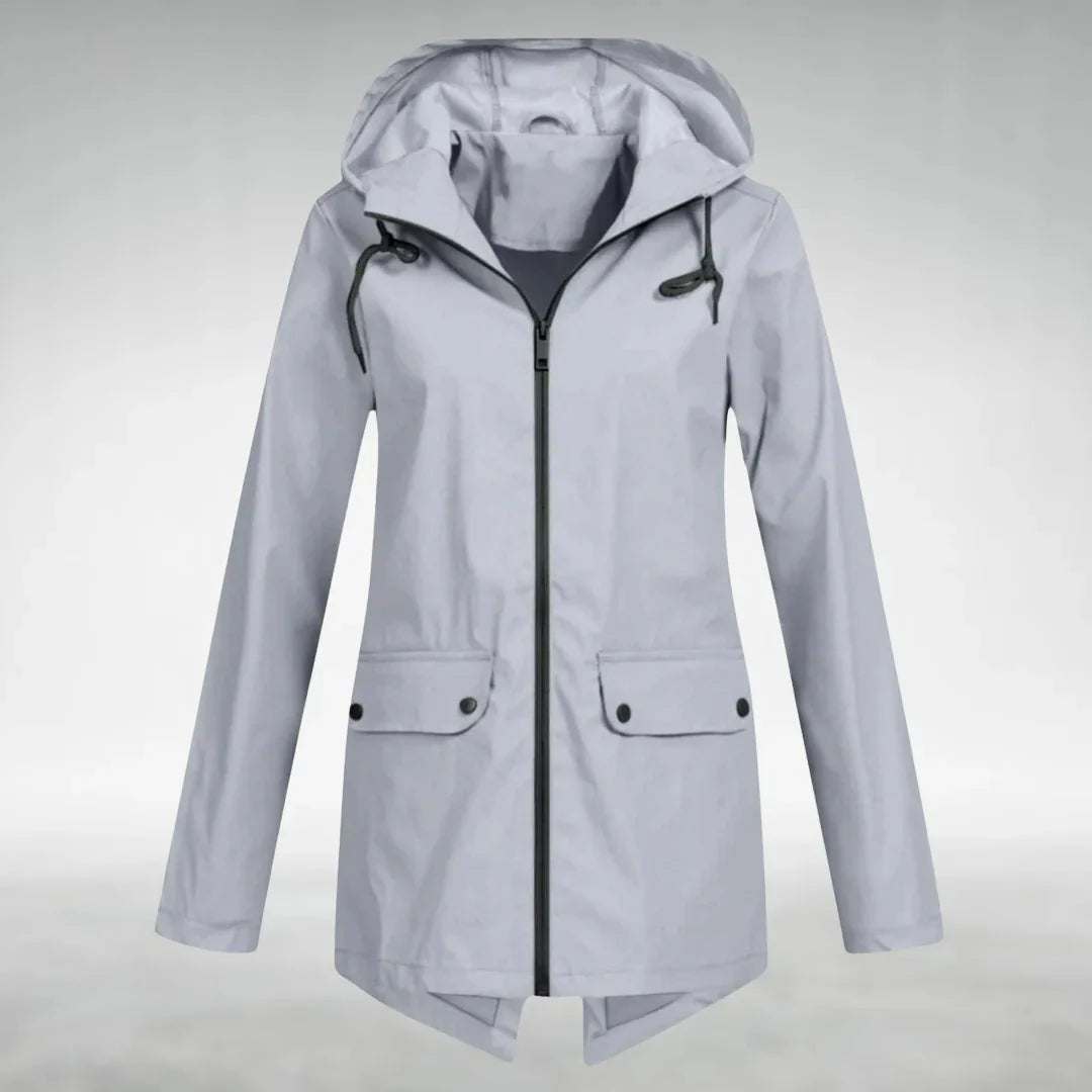 Veste imperméable à capuche pour femme avec poches avant