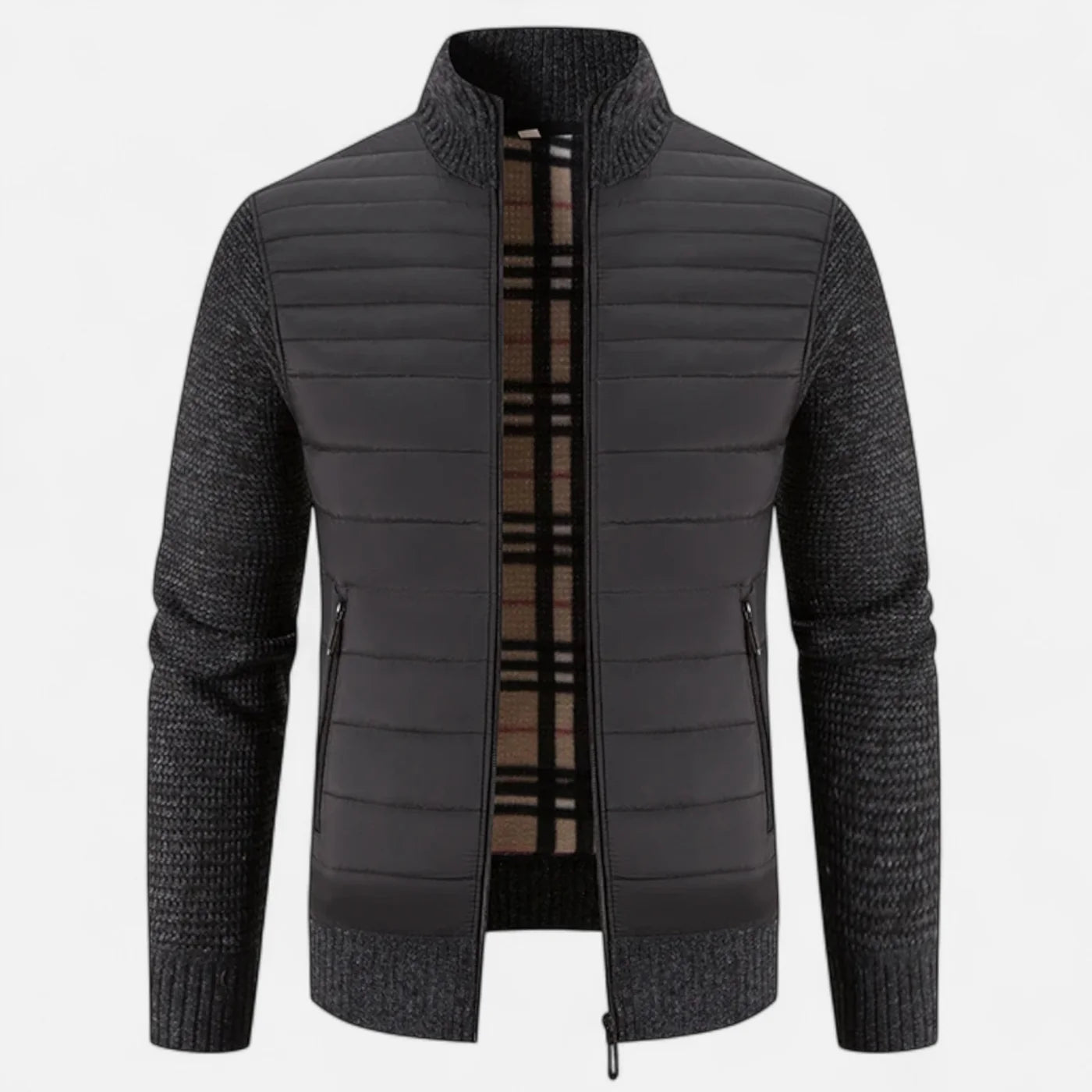 Veste patchwork en polaire à col montant pour homme