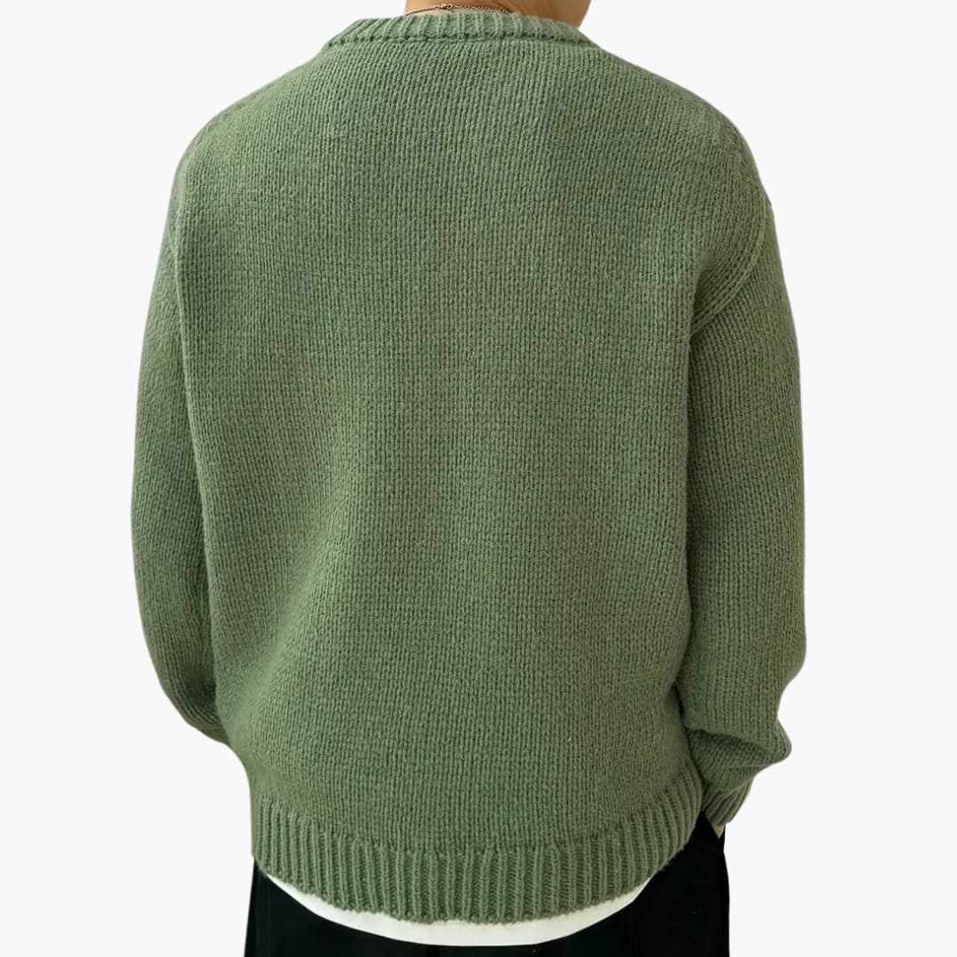 Pull à col rond en tricot classique pour hommes