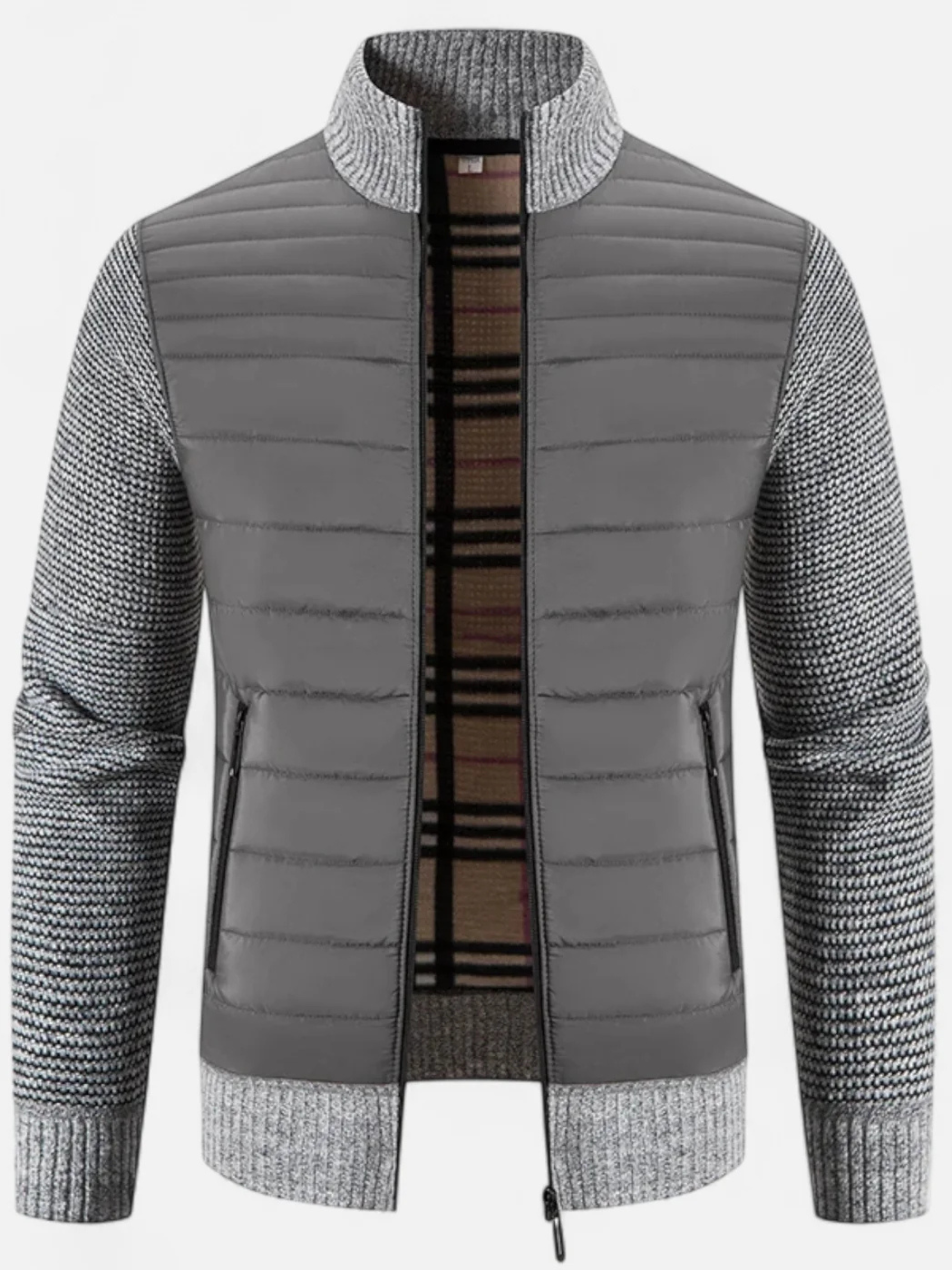 Veste Homme Bi-Matière Matelassée Manches Tricot