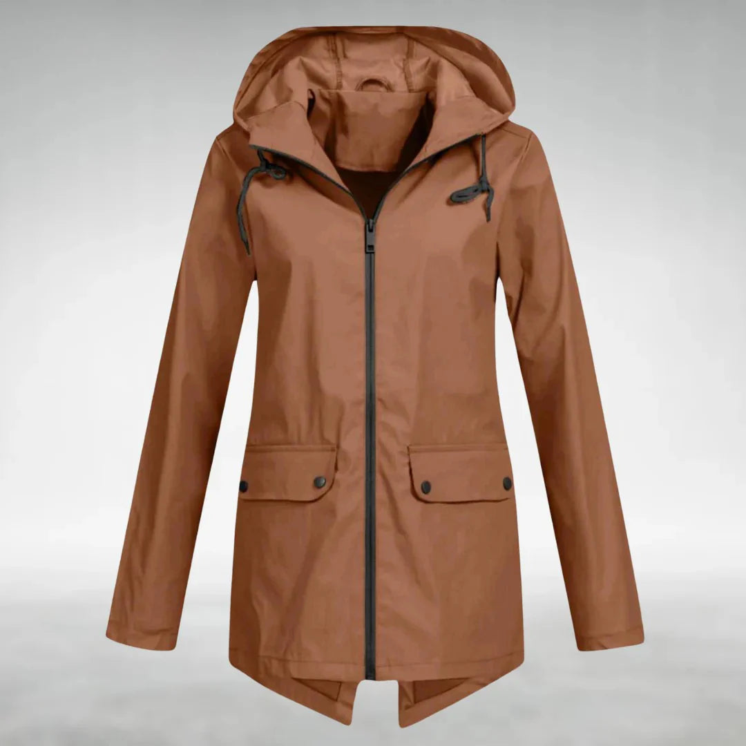 Veste imperméable à capuche pour femme avec poches avant