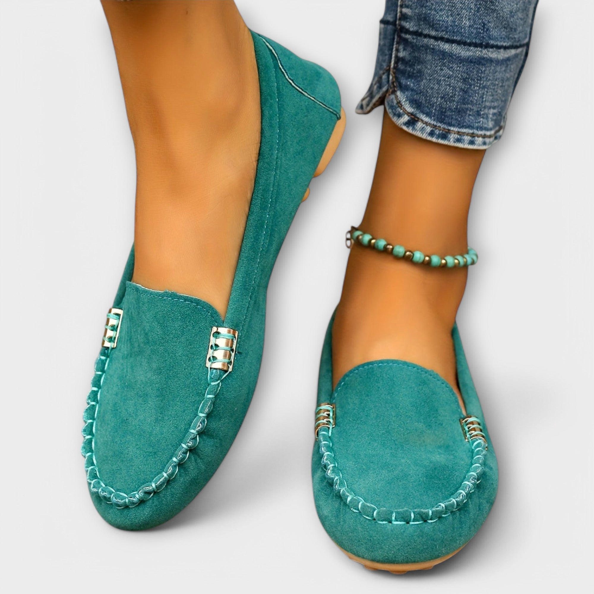 Mocassins femme élégants légers avec détail métallique