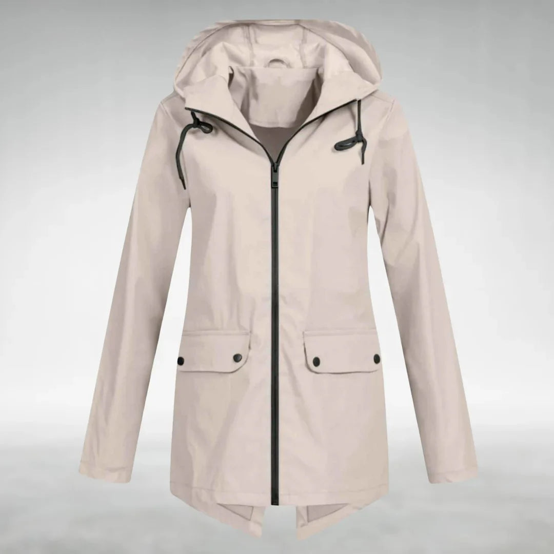 Veste imperméable à capuche pour femme avec poches avant