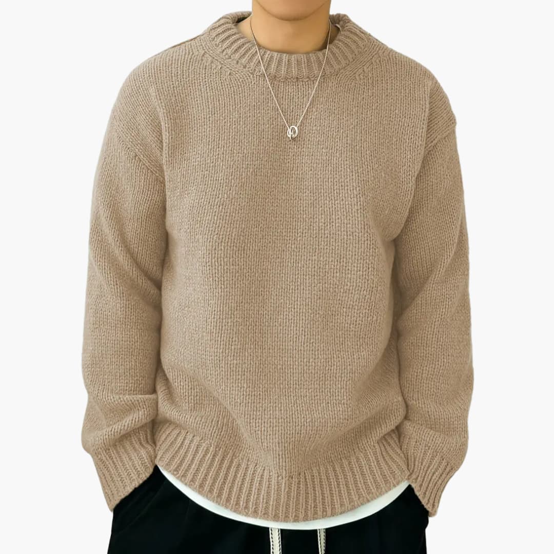 Pull à col rond en tricot classique pour hommes