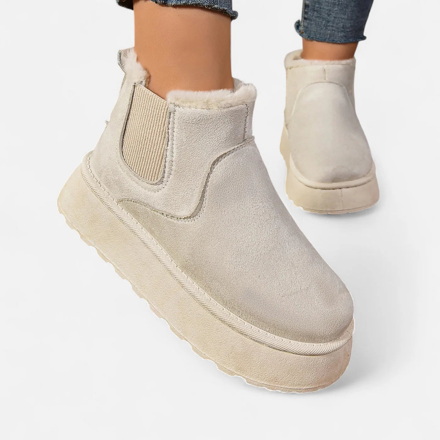 Bottines courtes à plateforme en peluche pour femme