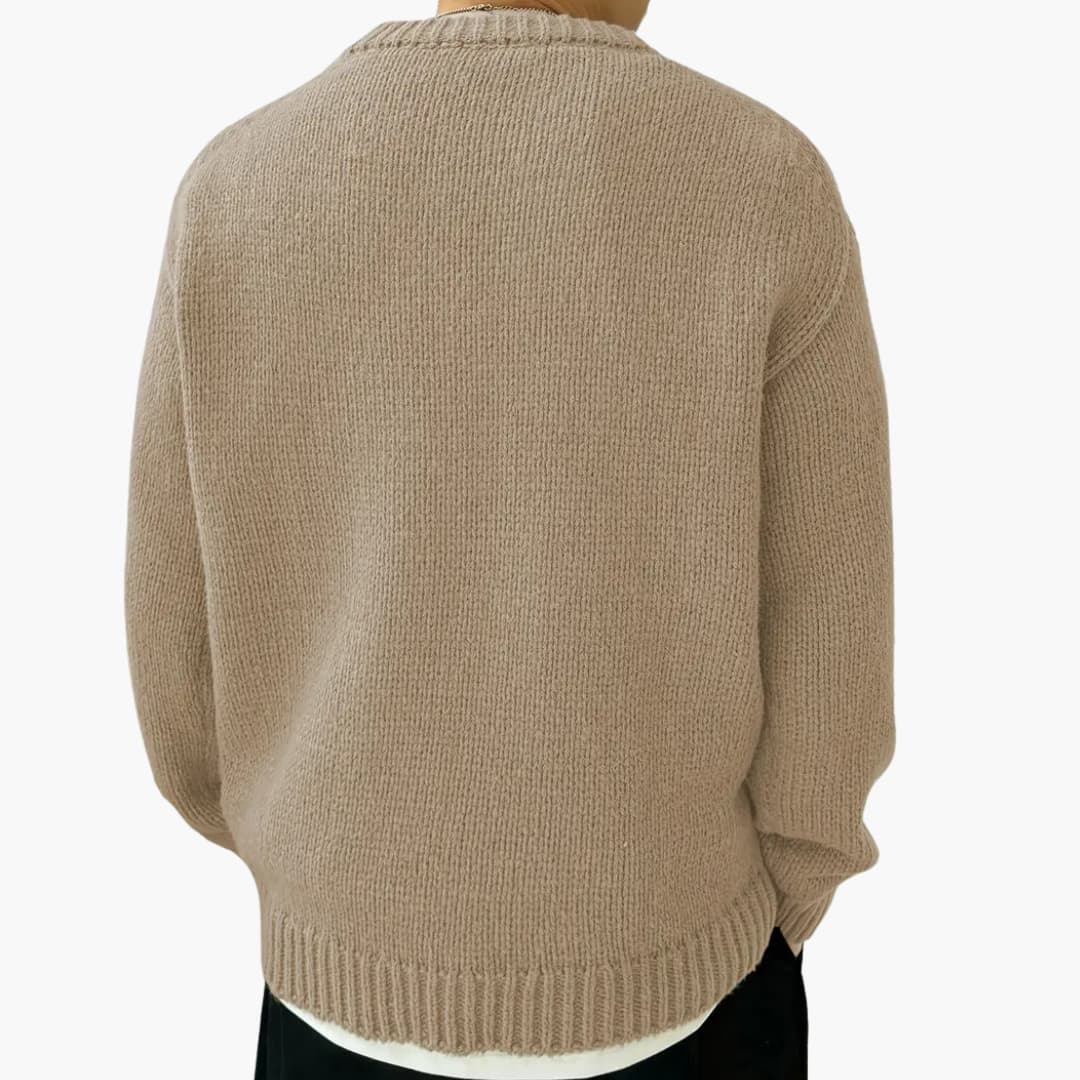 Pull à col rond en tricot classique pour hommes