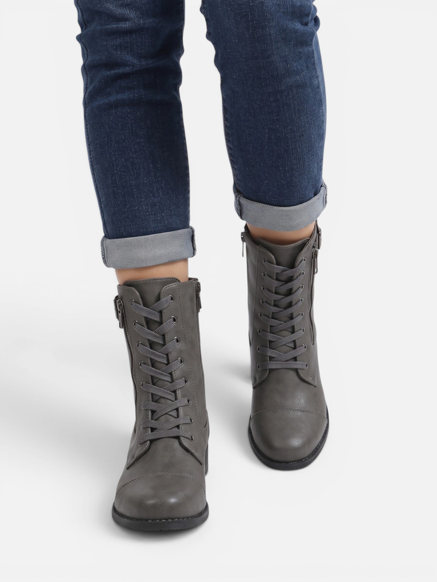 Women's Leather Lace Up Combat Boots