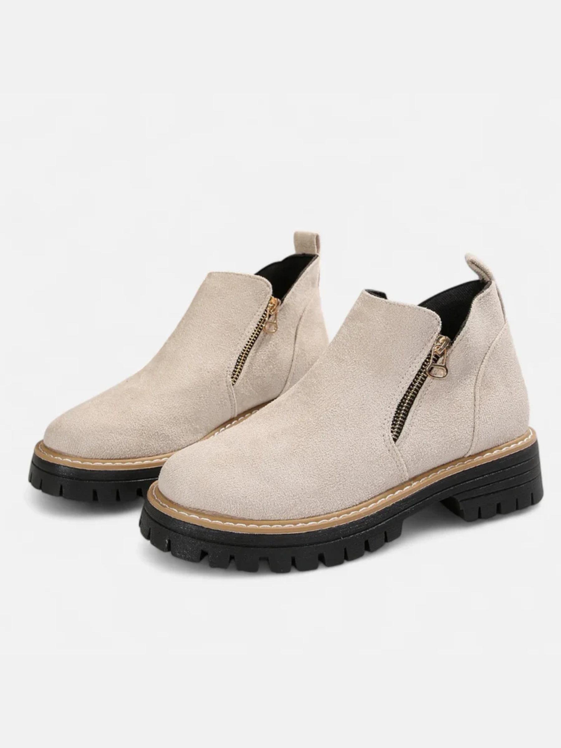 Bottines à semelle crantée avec zip latéral pour femme