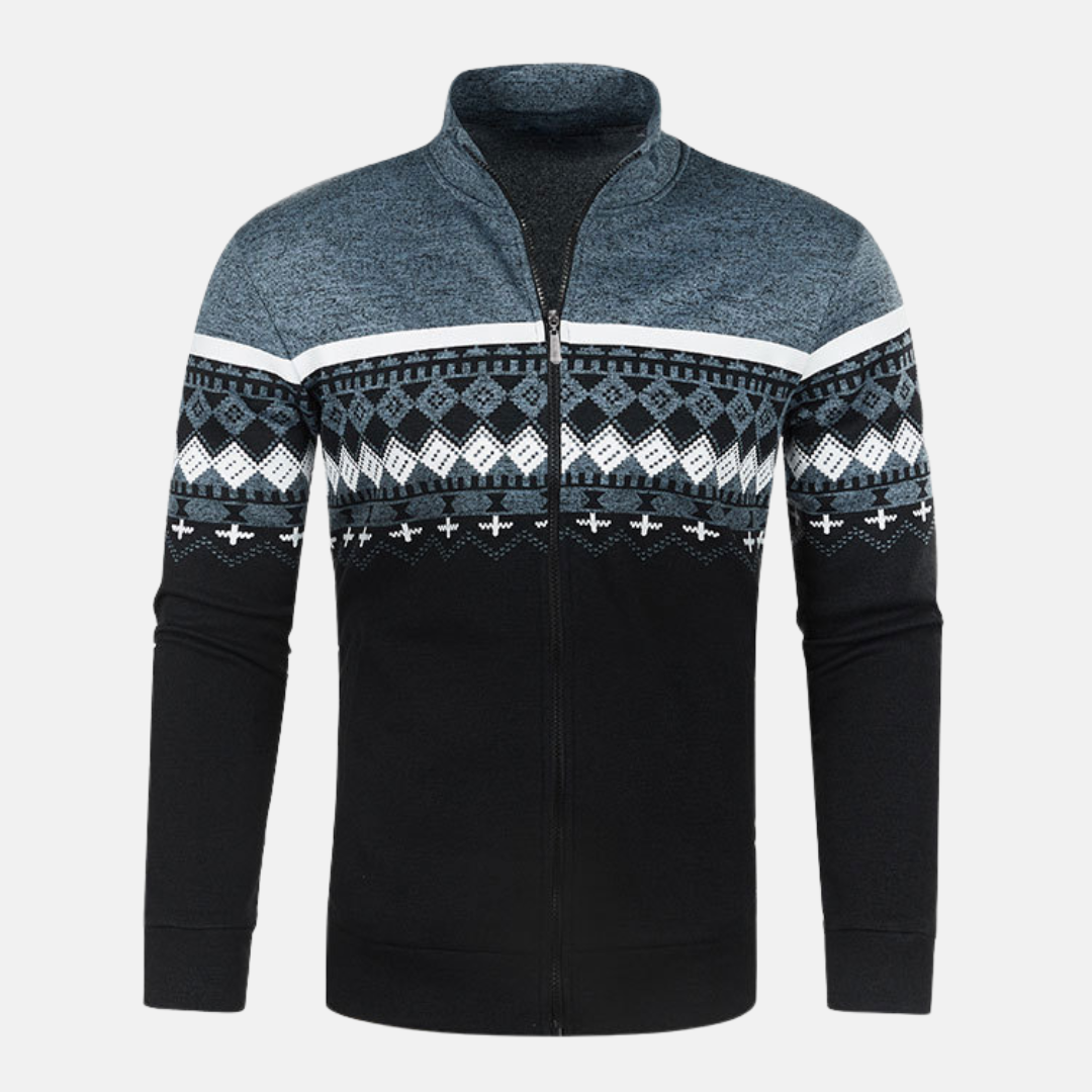 Gilet zippé à motifs nordiques pour homme