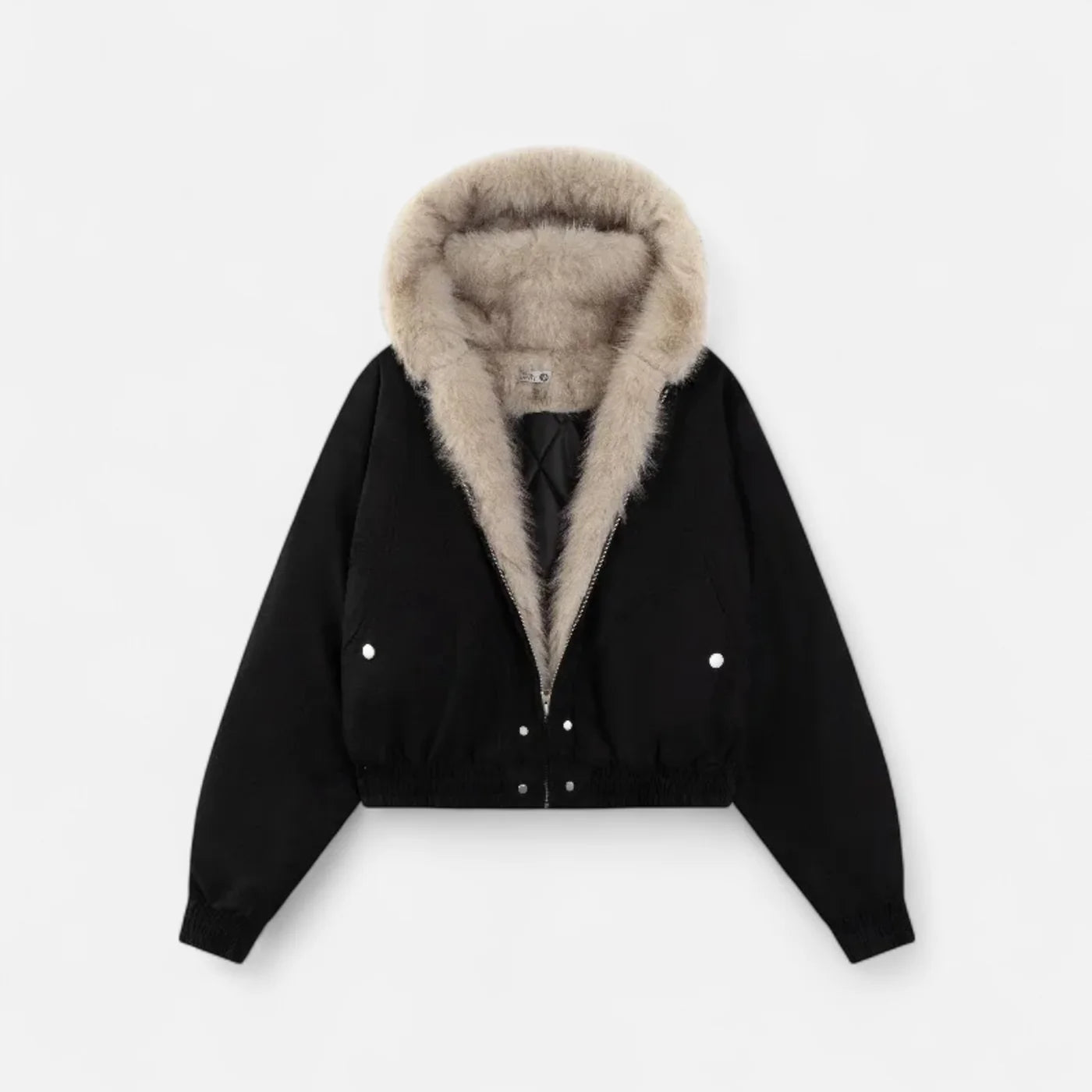 Manteau d’hiver à capuche pour femme – col en fourrure style vintage