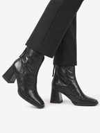 Bottines Femme en Cuir à Talon Carré Zippées