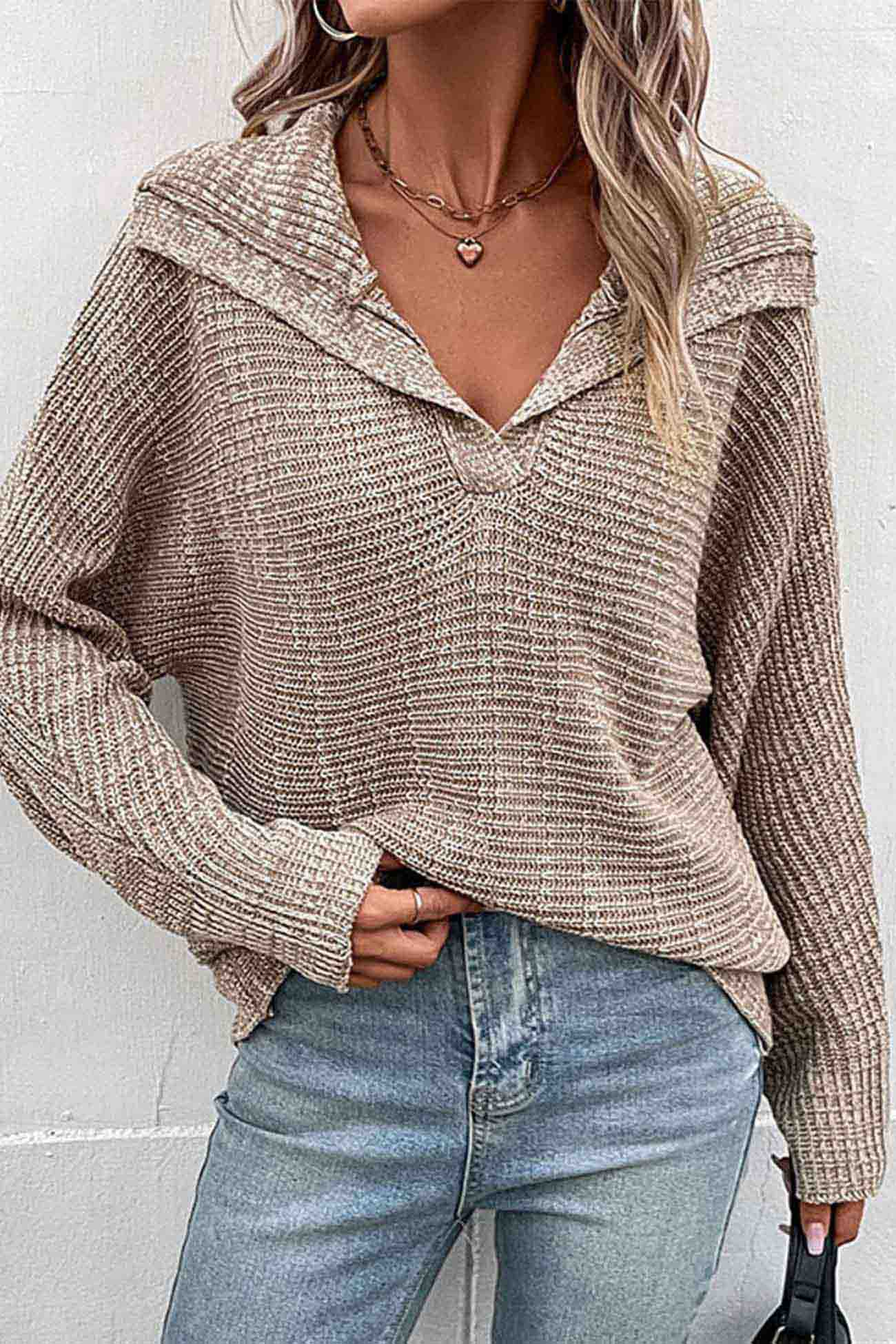 Pull-over à col en tricot décontracté pour femmes