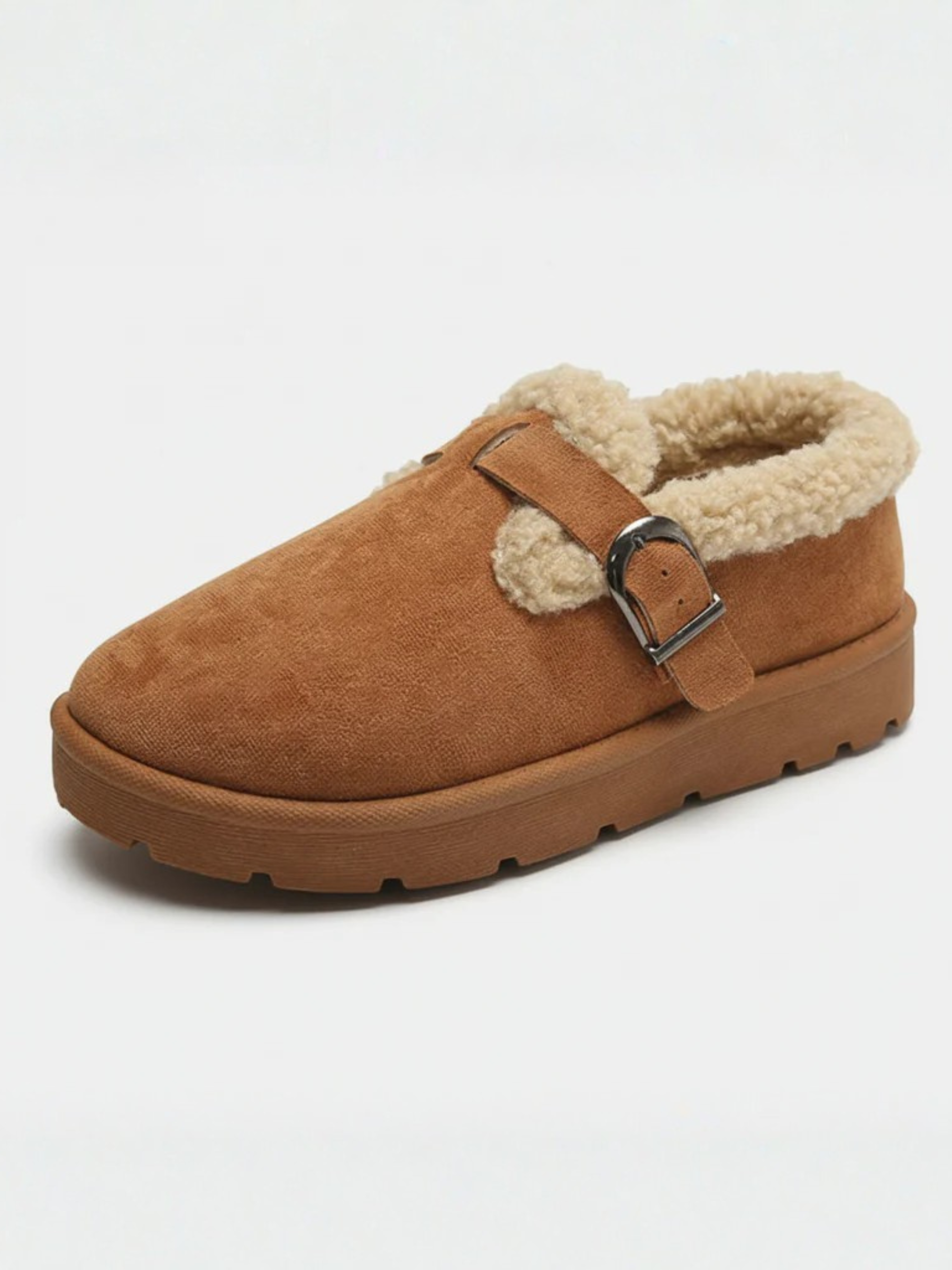 Mules d’hiver fourrées à boucle pour femme