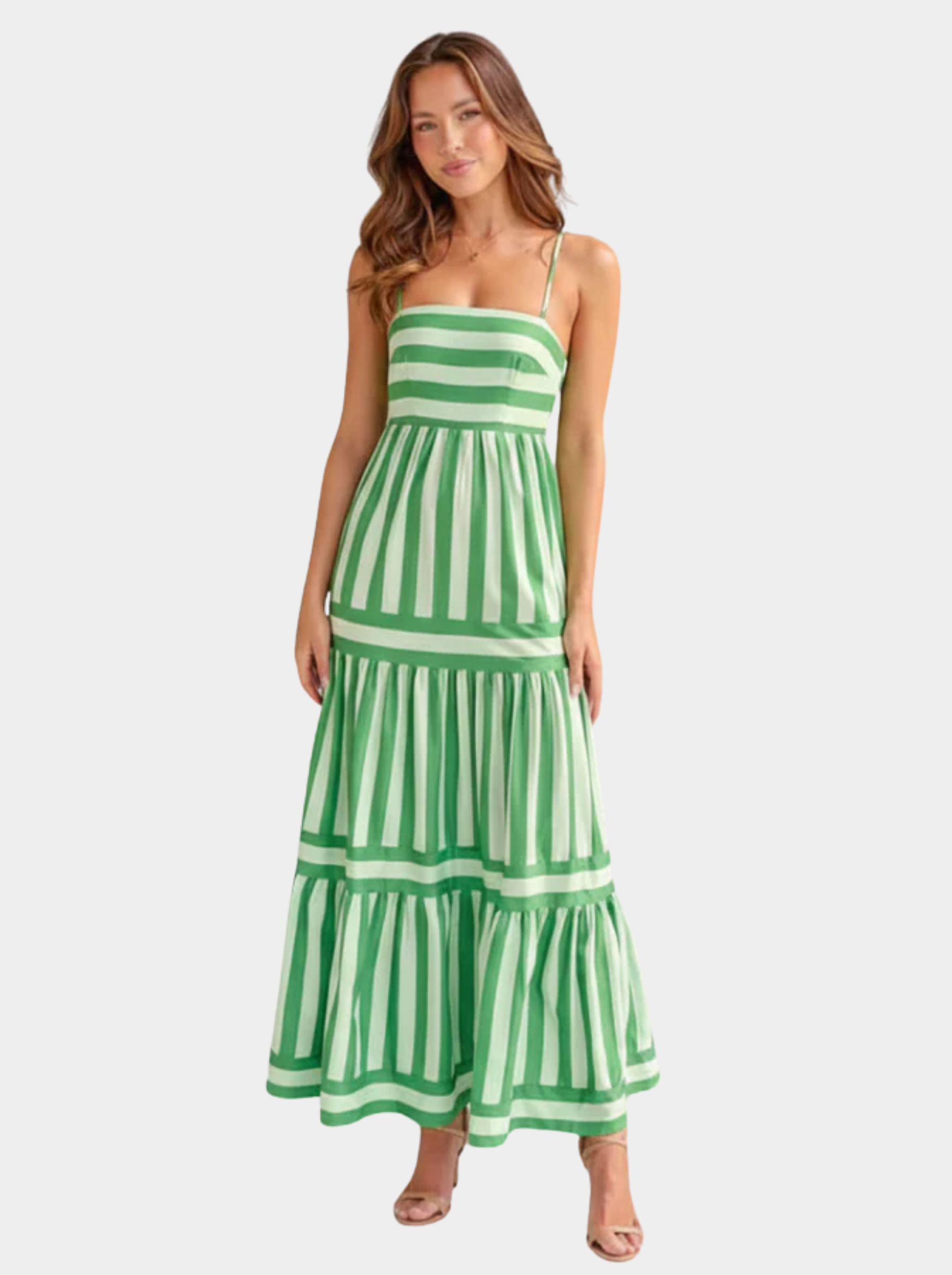 Robe longue rayée à fines bretelles pour femme