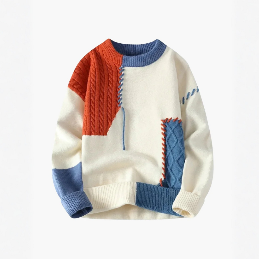 Pull homme tricolore en maille texturée