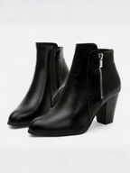 Bottines Femme Talon Carré Bout Pointu Zip Latéral