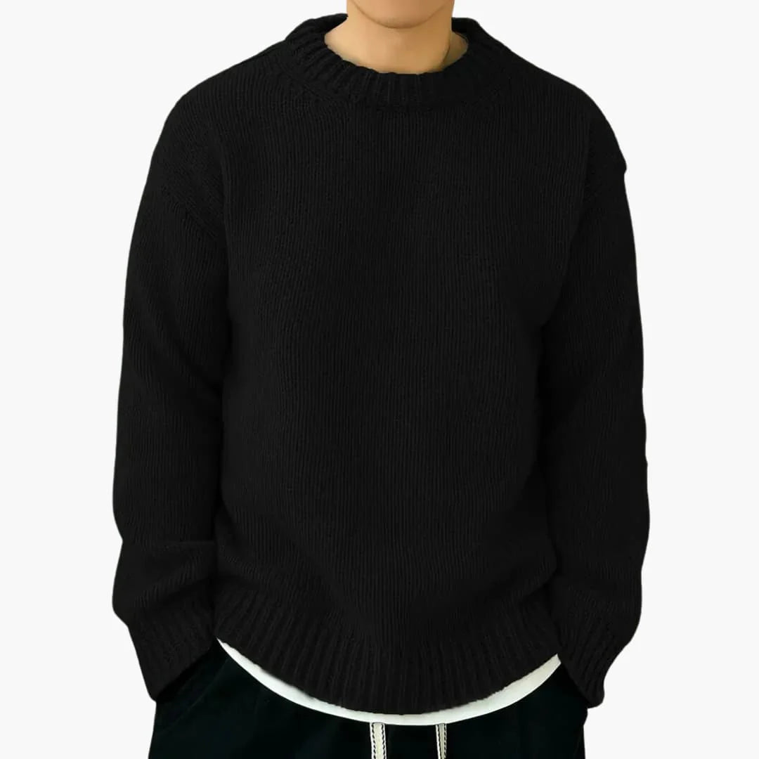 Pull à col rond en tricot classique pour hommes