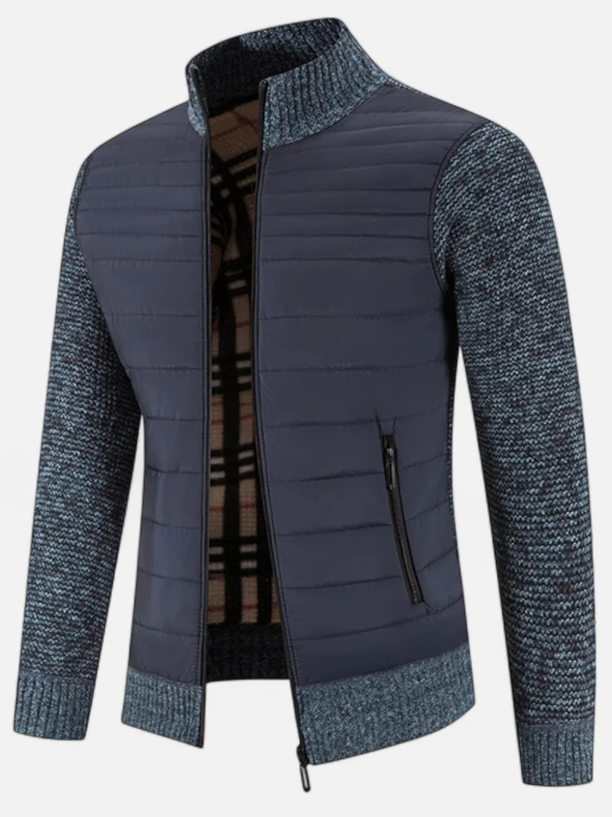 Veste Homme Bi-Matière Matelassée Manches Tricot