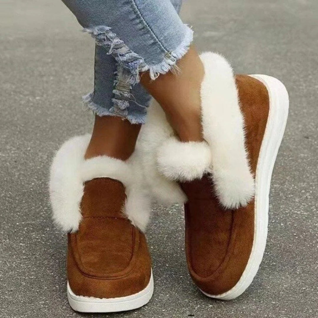 Chaussures d'hiver douillettes doublées de fourrure pour femmes