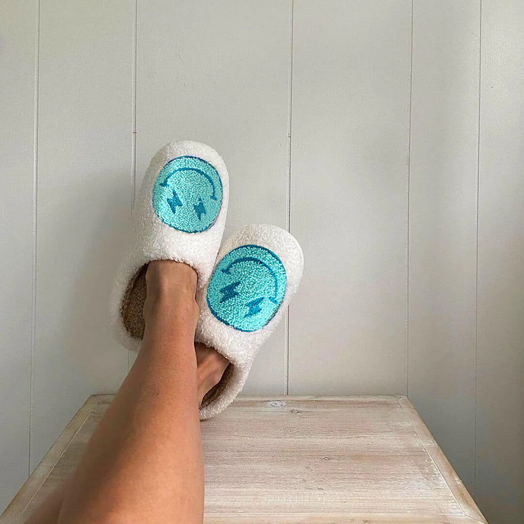 Chaussons confortables avec imprimé souriant pour femme