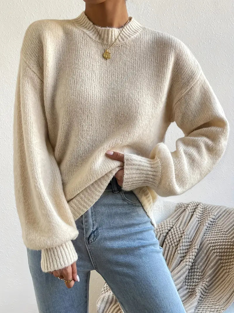 Pull classique en tricot à col roulé pour femmes