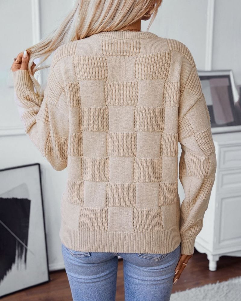 Pull à carreaux chic et élégant pour femmes