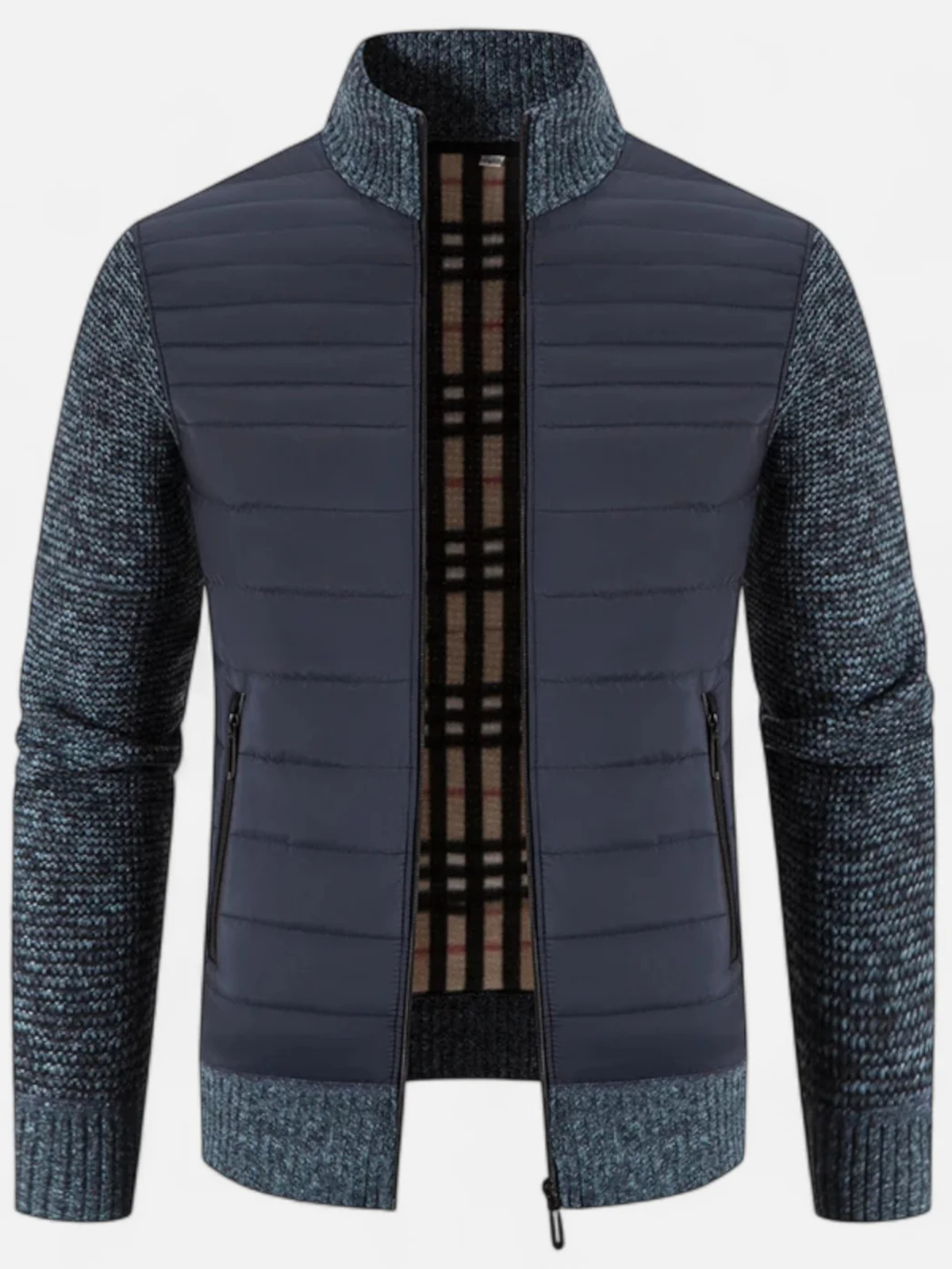 Veste Homme Bi-Matière Matelassée Manches Tricot