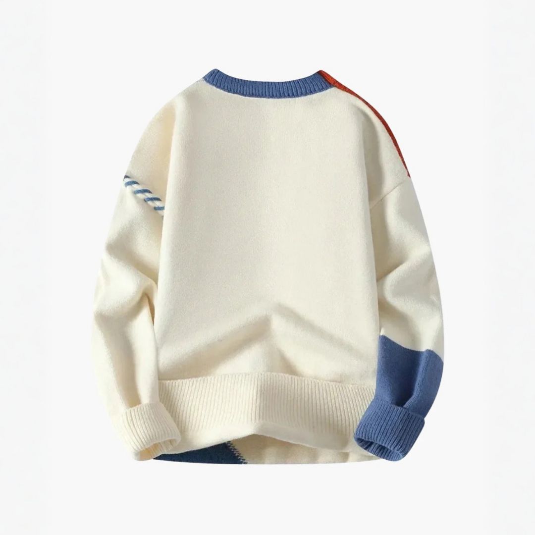 Pull homme tricolore en maille texturée