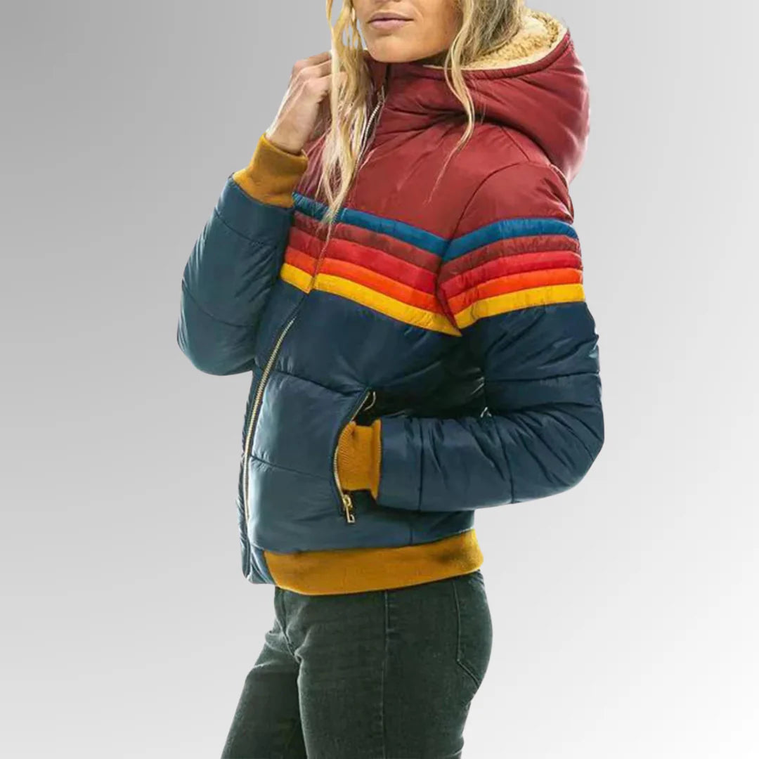 Doudoune rétro multicolore pour femme