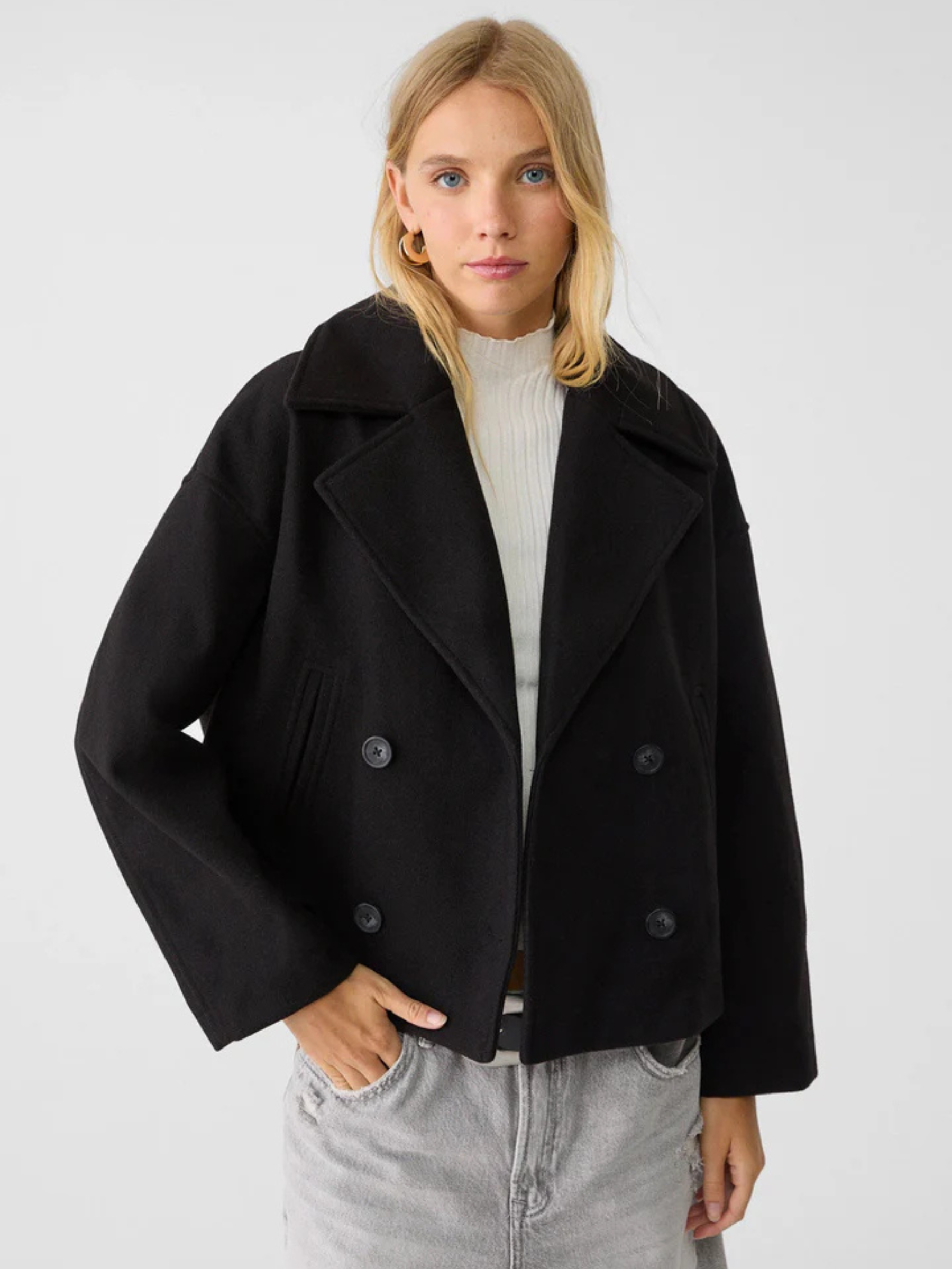 Veste Femme Courte Croisée en Laine