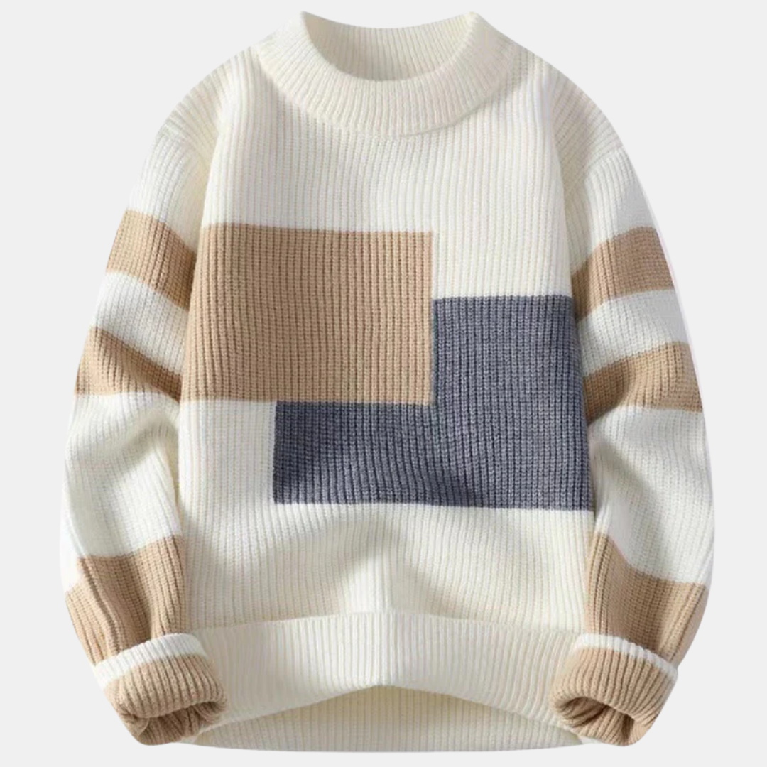 Pull homme en maille avec motif géométrique