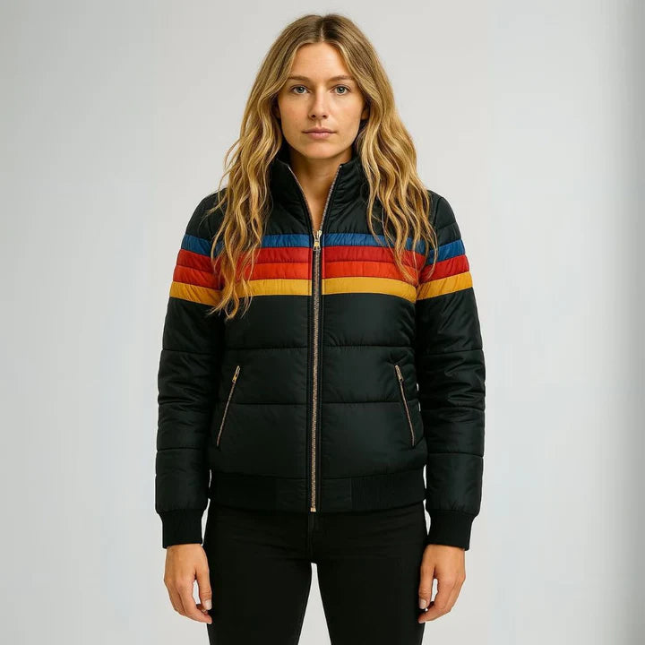 Doudoune rétro multicolore pour femme
