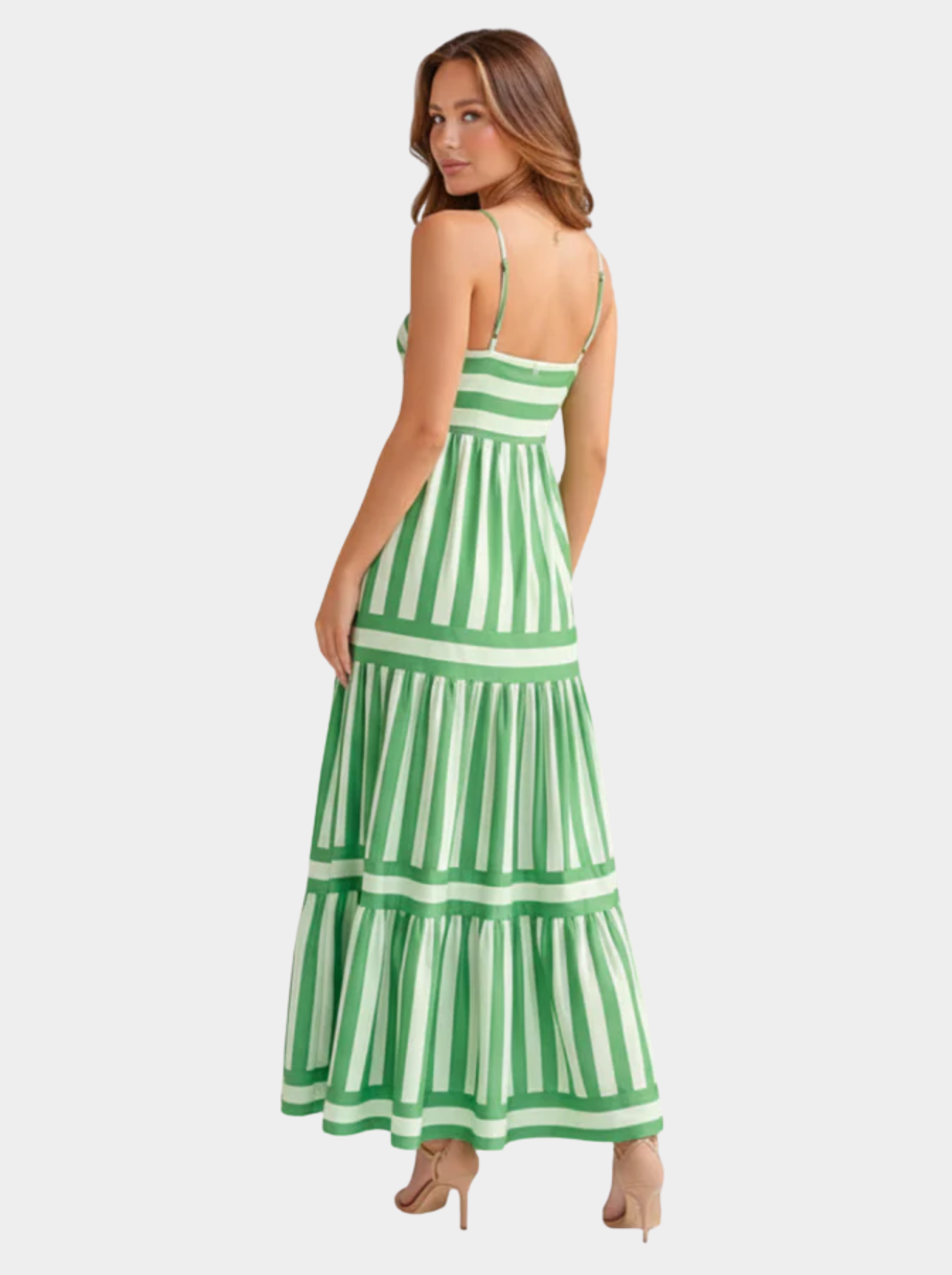 Robe longue rayée à fines bretelles pour femme