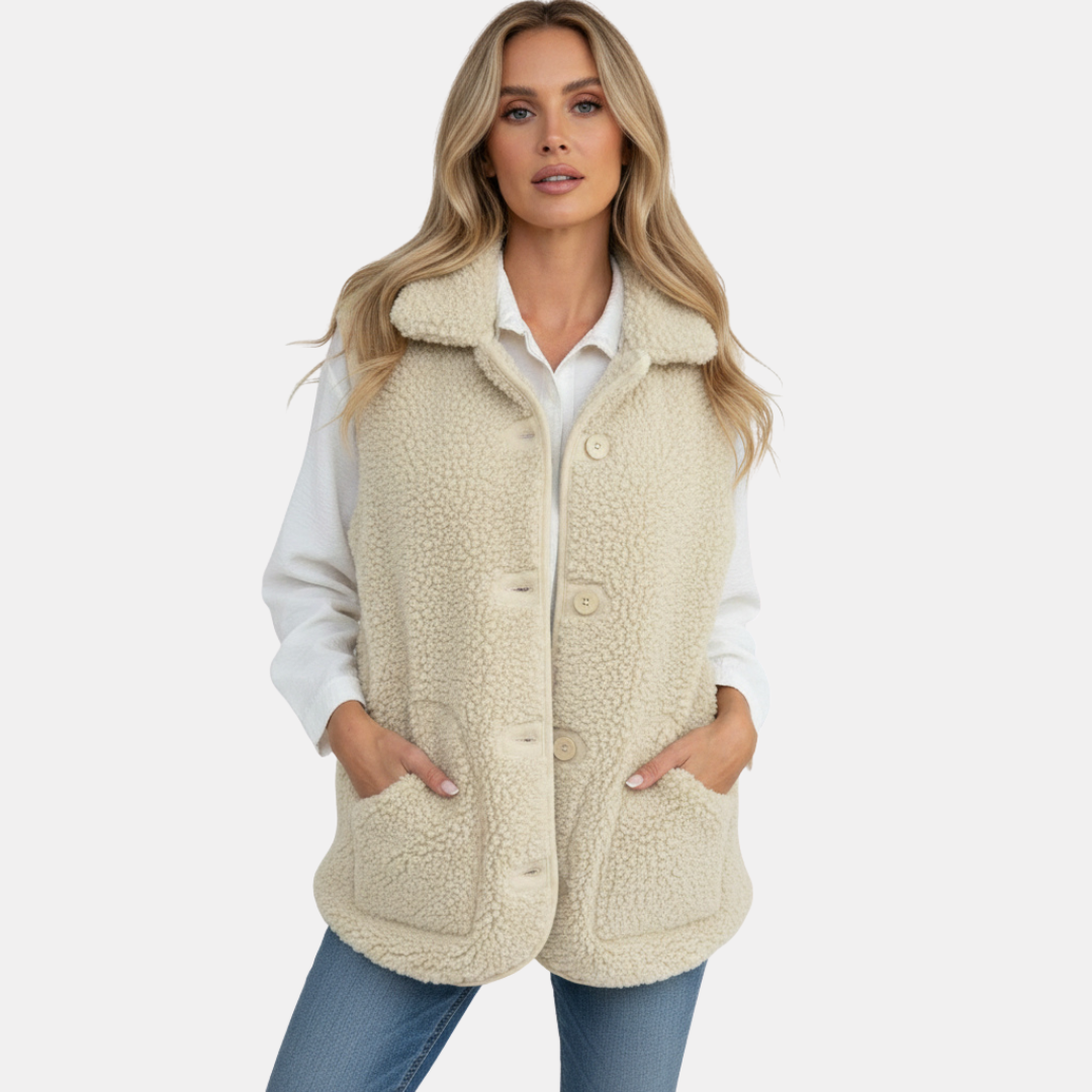 Gilet décontracté en polaire teddy pour femme