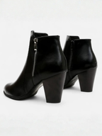 Bottines Femme Talon Carré Bout Pointu Zip Latéral