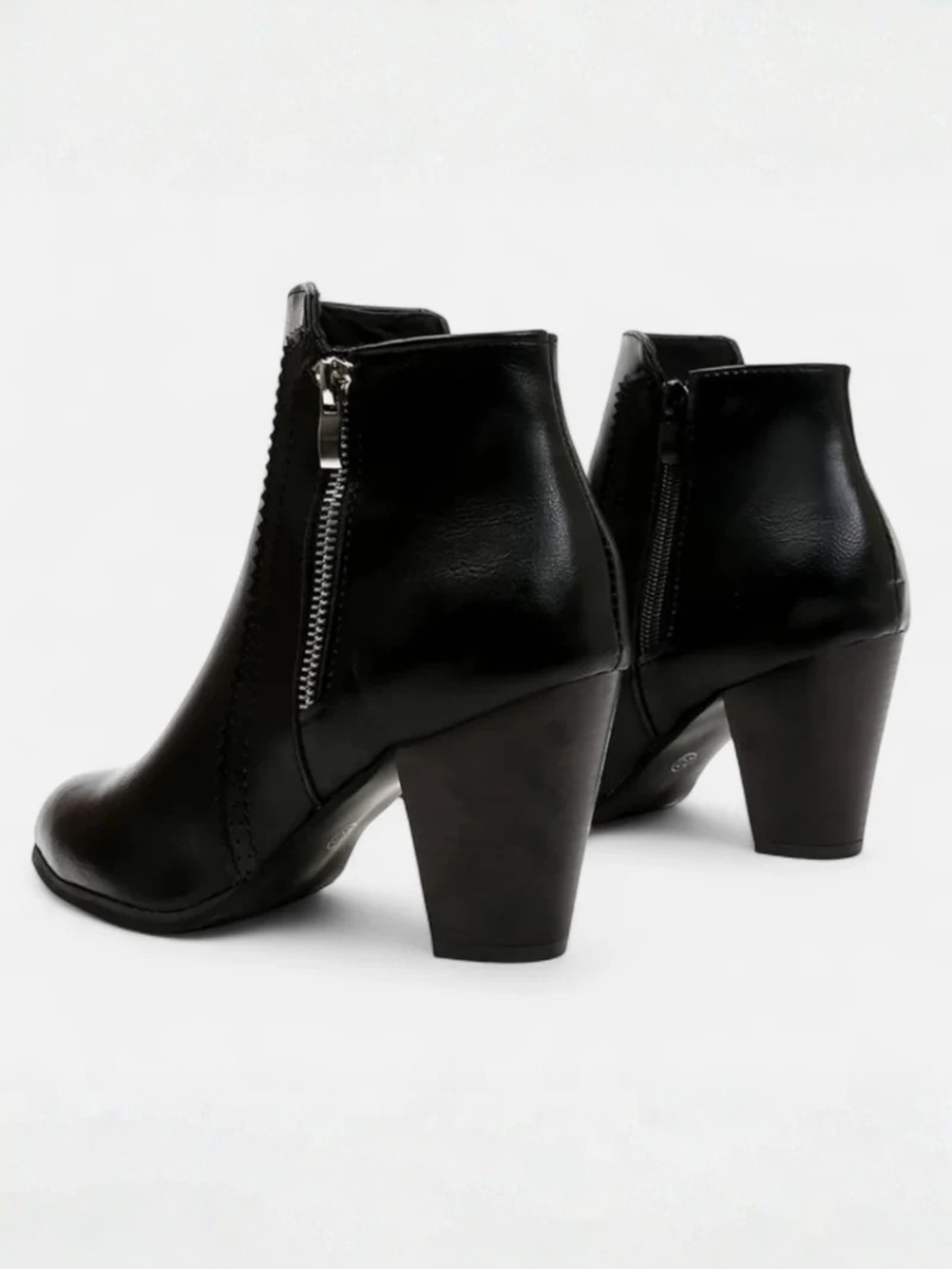 Bottines Femme Talon Carré Bout Pointu Zip Latéral