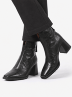Bottines Femme en Cuir à Talon Carré Zippées