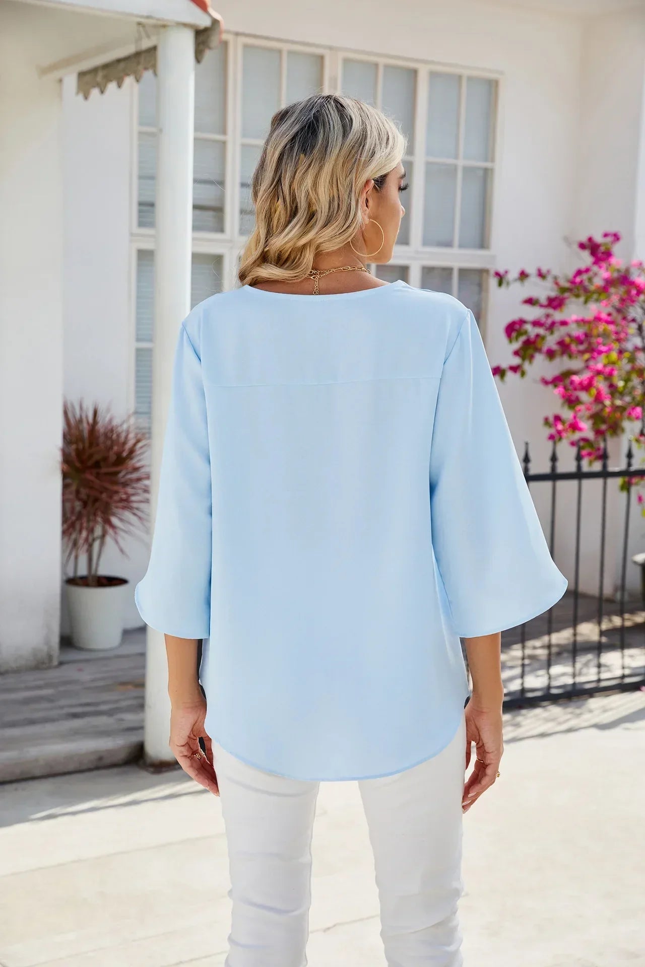 Blouse élégante à col en V pour femme