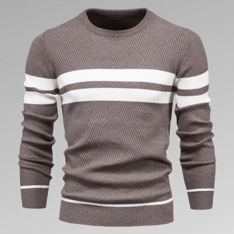 Pull décontracté en maille rayée pour hommes