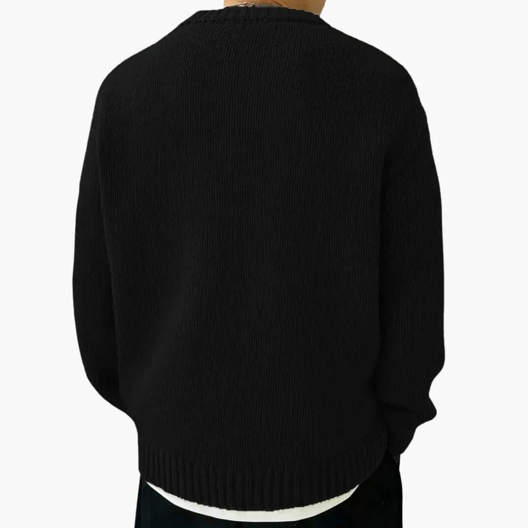 Pull à col rond en tricot classique pour hommes