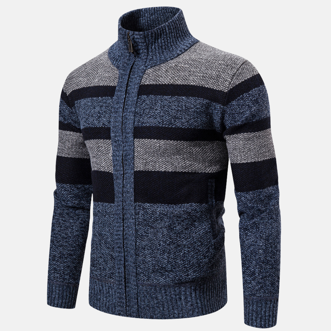 Gilet zippé à rayures épaisses pour homme