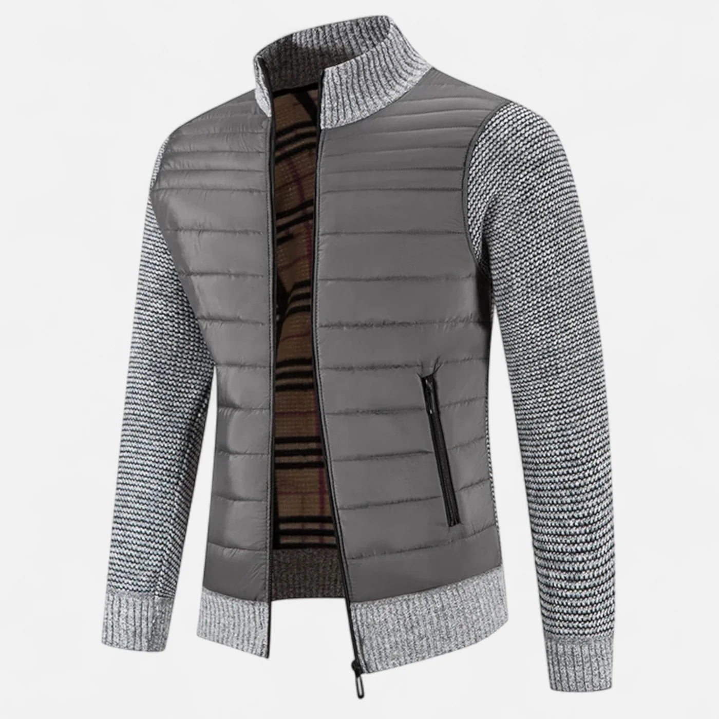 Veste patchwork en polaire à col montant pour homme