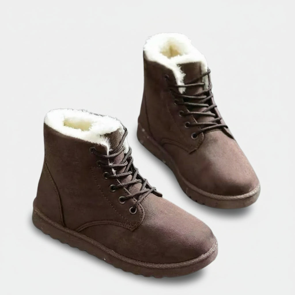 Bottines d'hiver fourrées à lacets pour femme