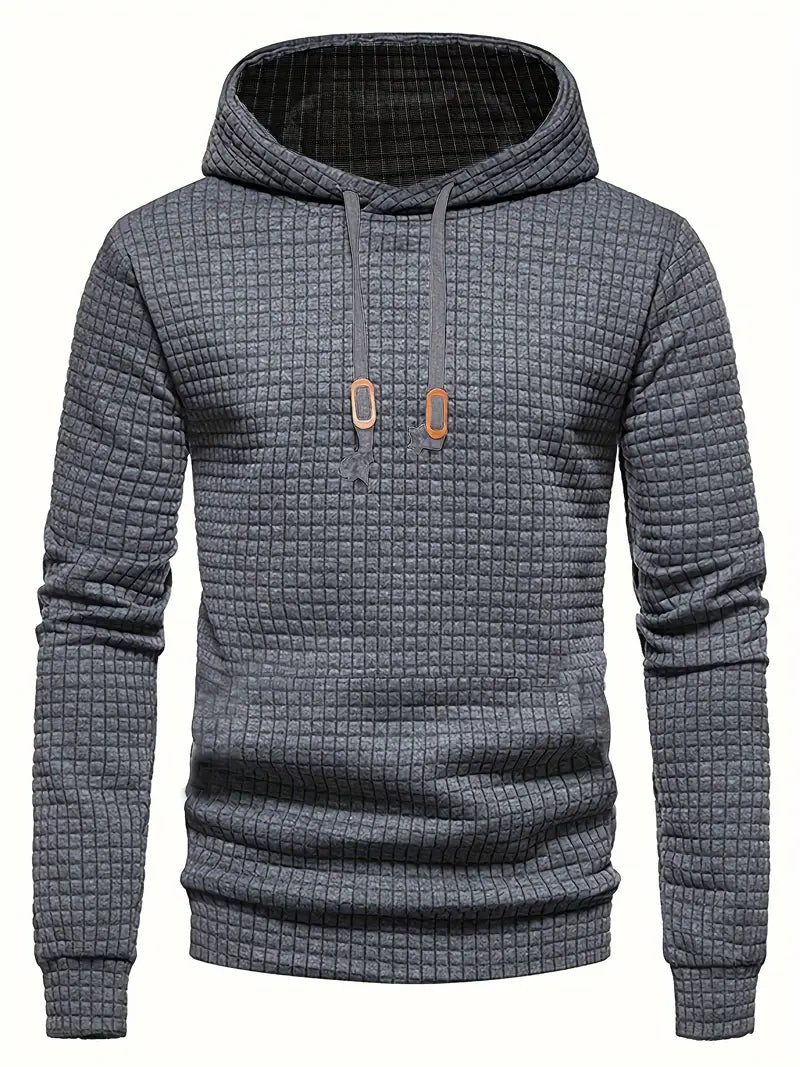 Pull à capuche décontracté avec grille texturée pour hommes