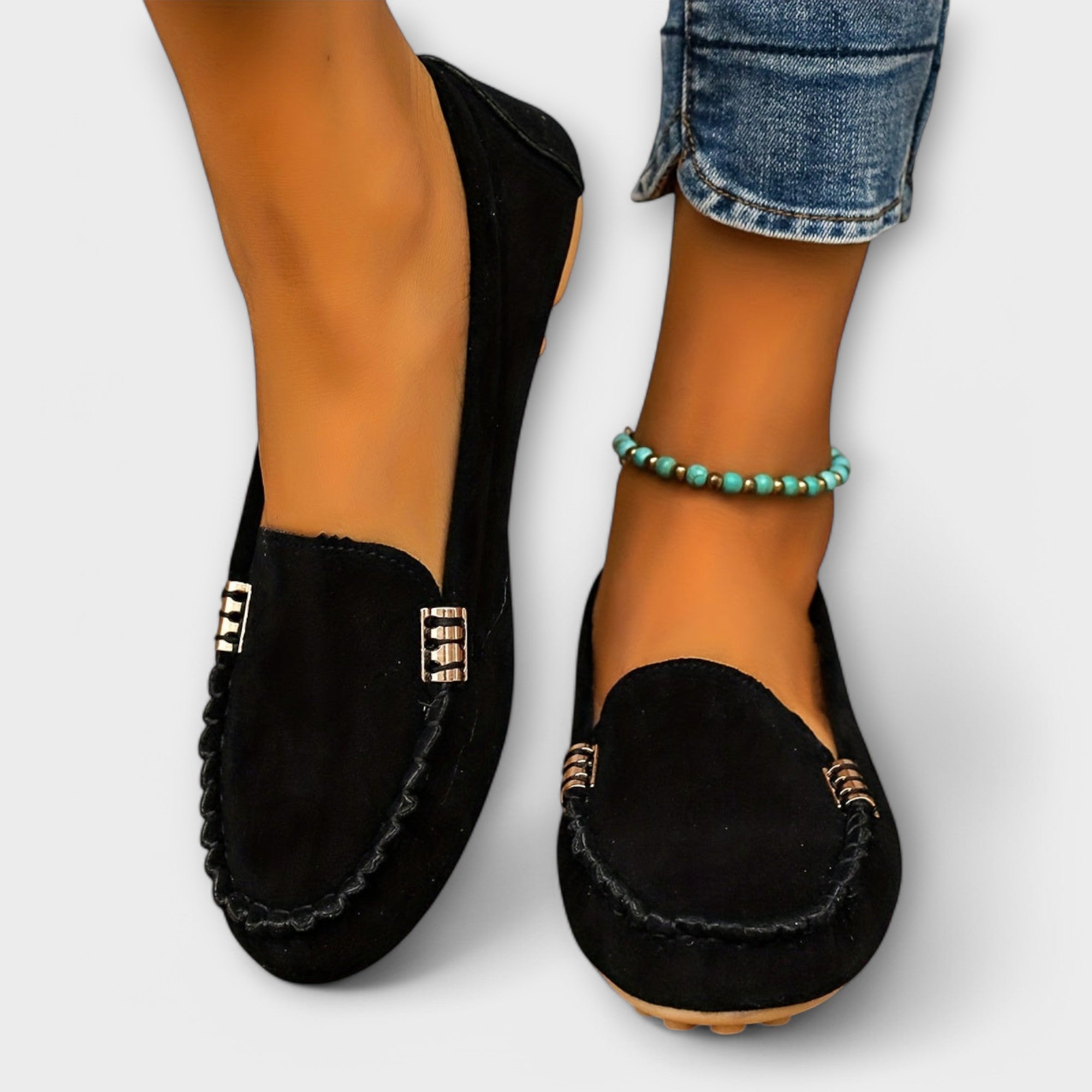Mocassins femme élégants légers avec détail métallique