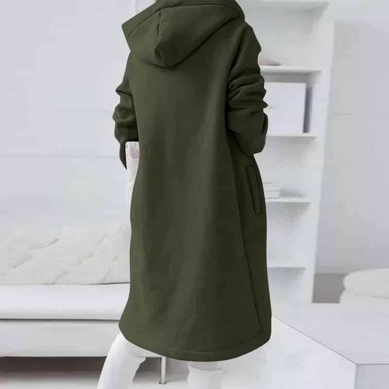 Manteau de sweat à capuche longue et zippée pour femmes