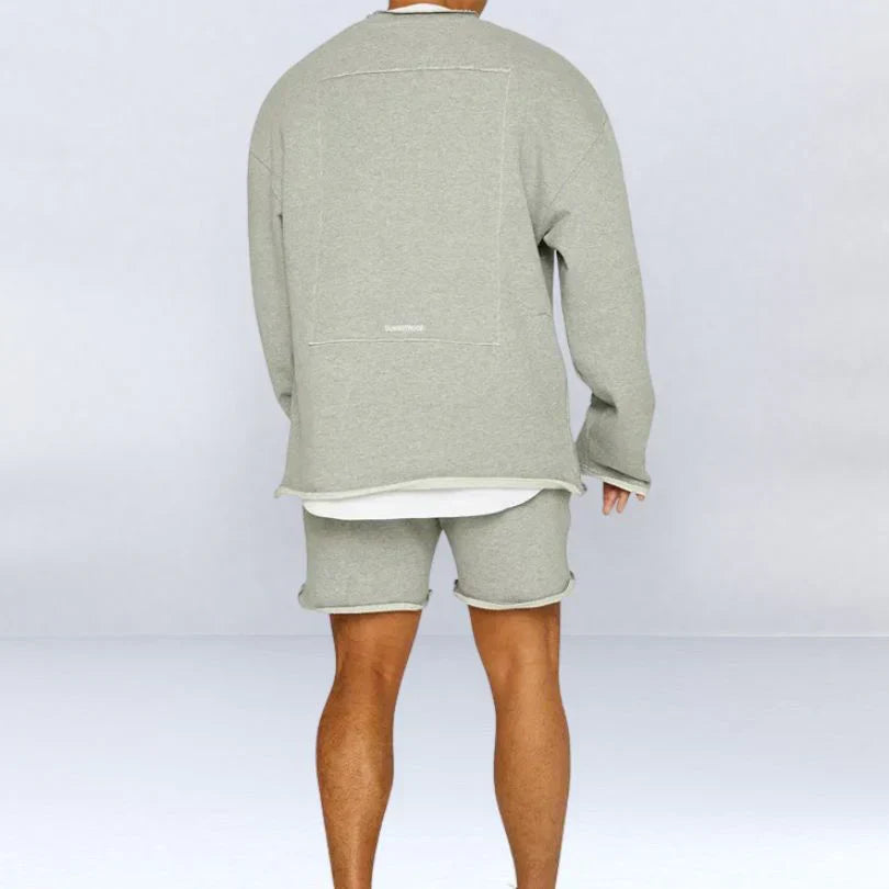 Ensemble tricoté à manches longues et short pour hommes