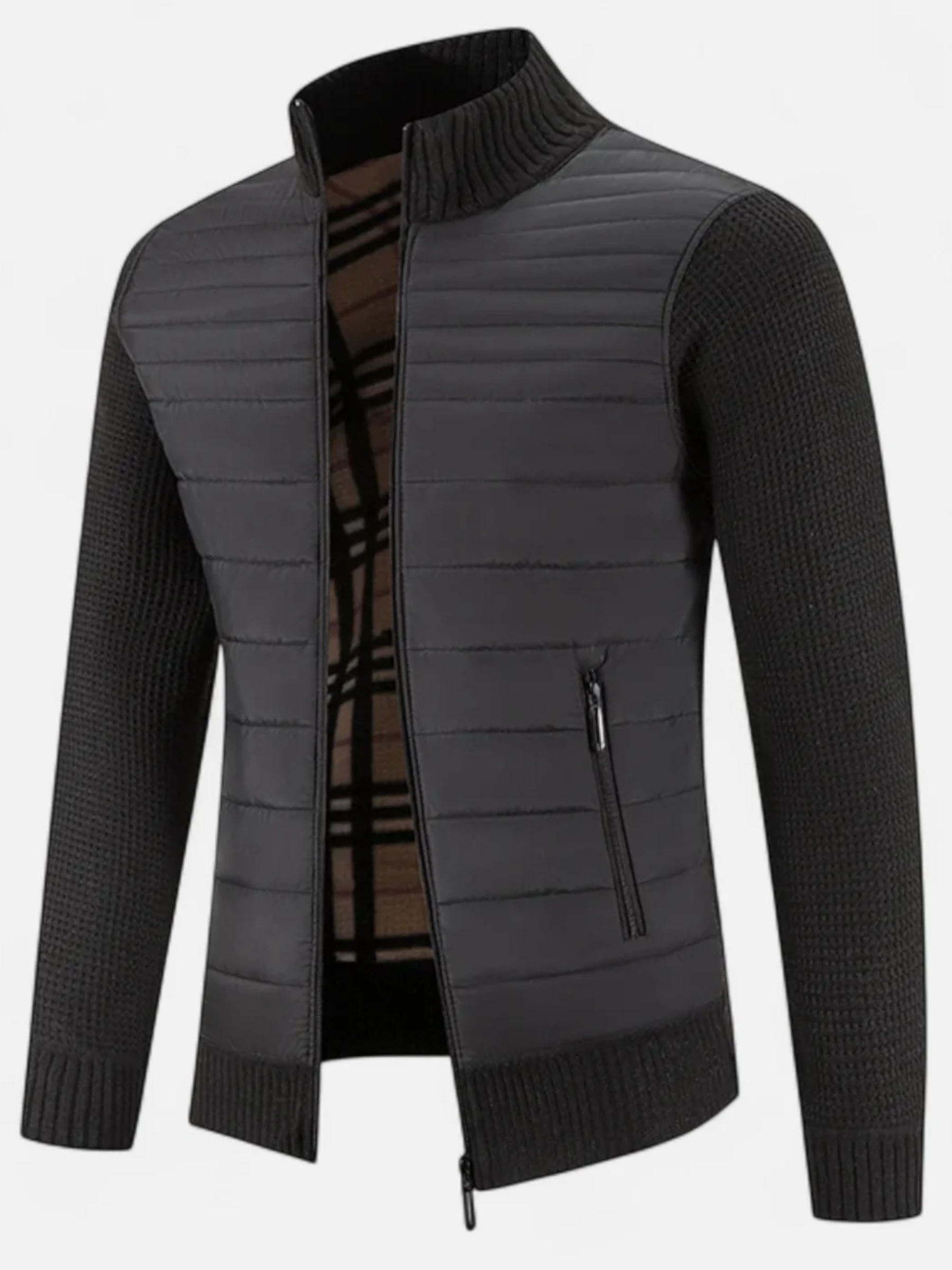 Veste Homme Bi-Matière Matelassée Manches Tricot