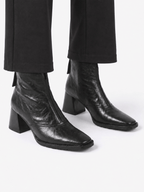 Bottines Femme en Cuir à Talon Carré Zippées
