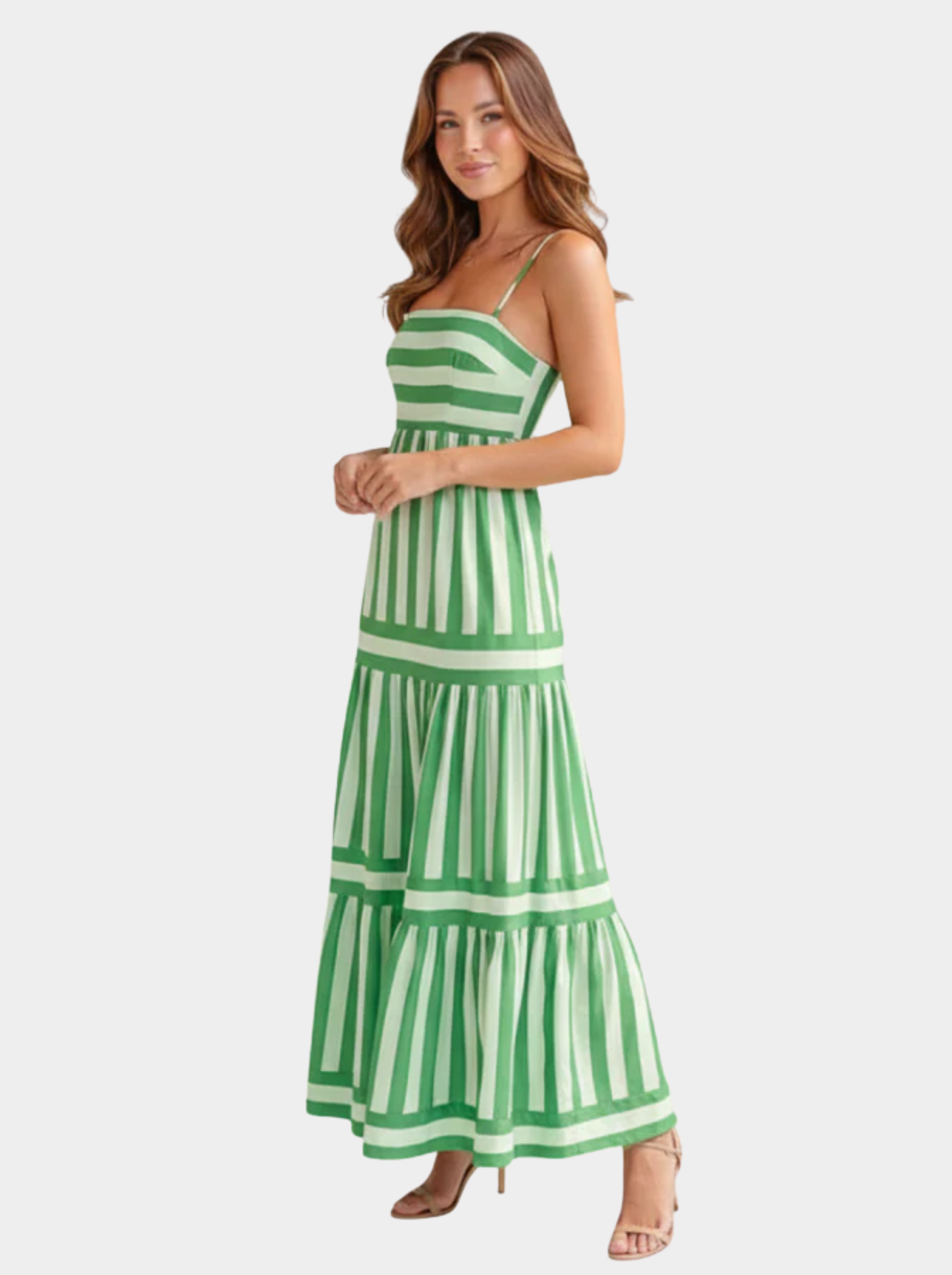 Robe longue rayée à fines bretelles pour femme